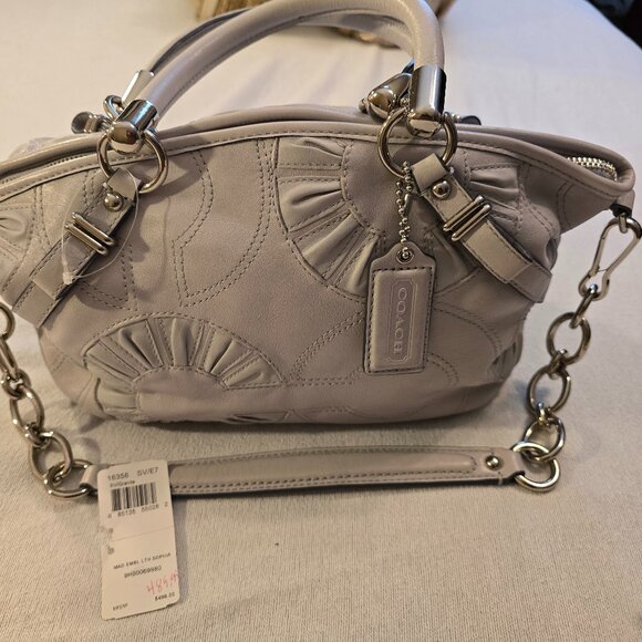 Coach 2011 NWT NEW Sophia Leather Gathered Taupe Satchel Shoulder Bag & Dust Bag - Picture 2 of 14